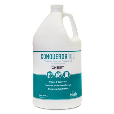 FRESH PRODUCTS Conqueror 103 Odor Counteractant Concentrate, Cherry, 1gal Bottle, PK4 1-WB-CH